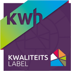 Logo van KWH gecertificeerd met tekst KWH Kwaliteits Label